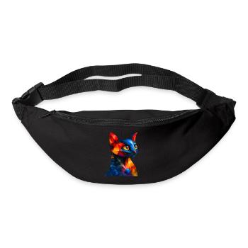 Chat coloré - Sac banane - noir - Devant