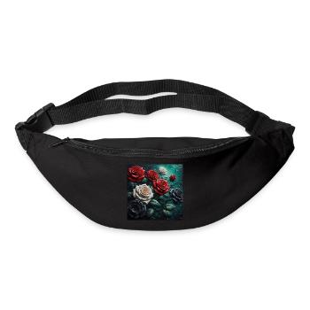 Arrangement aus Rosen in Rot, Weiß und Schwarz - Gürteltasche - Schwarz - Vorne