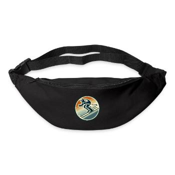 Conception de badge de ski rétro - Sac banane - noir - Devant