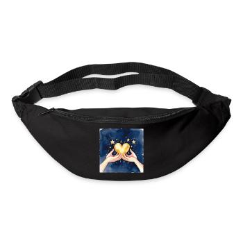 Gold heart in the starry sky - Bum bag - black - Front