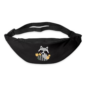 Petit raton laveur avec des fleurs - Sac banane - noir - Devant