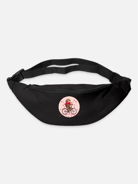 “Love Is a Journey” Sloth on Heart Bike Hearts - Bum bag - black