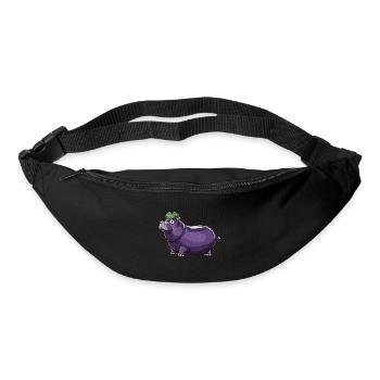 Hippopotamus Eggplant Funny Animal and Vegetable Motif - Bum bag - black - Front