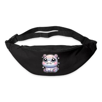 Super Cute Kawaii Baby Hippo - Gürteltasche - Schwarz - Vorne