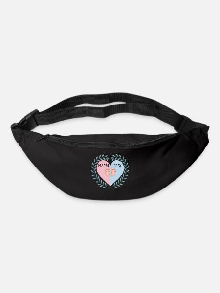 Mom & Dad Heart with Baby Feet - Bum bag - black