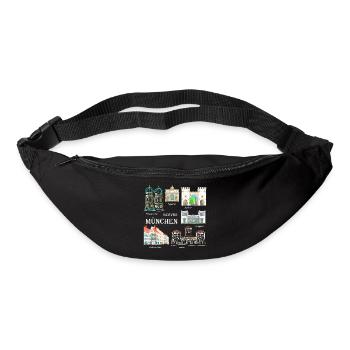 München, Handzeichnung Wahrzeichen, Bayern - Gürteltasche - Schwarz - Vorne
