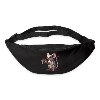 Niedliche Maus mit Steckenpferd im Polygon-Stil - Gürteltasche - Schwarz - Vorne