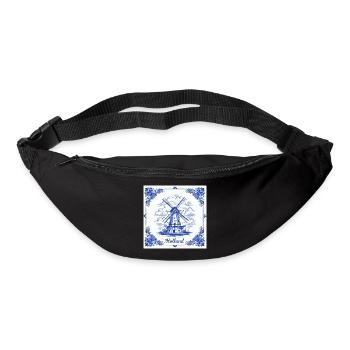Delft blue windmill tile - Bum bag - black - Front