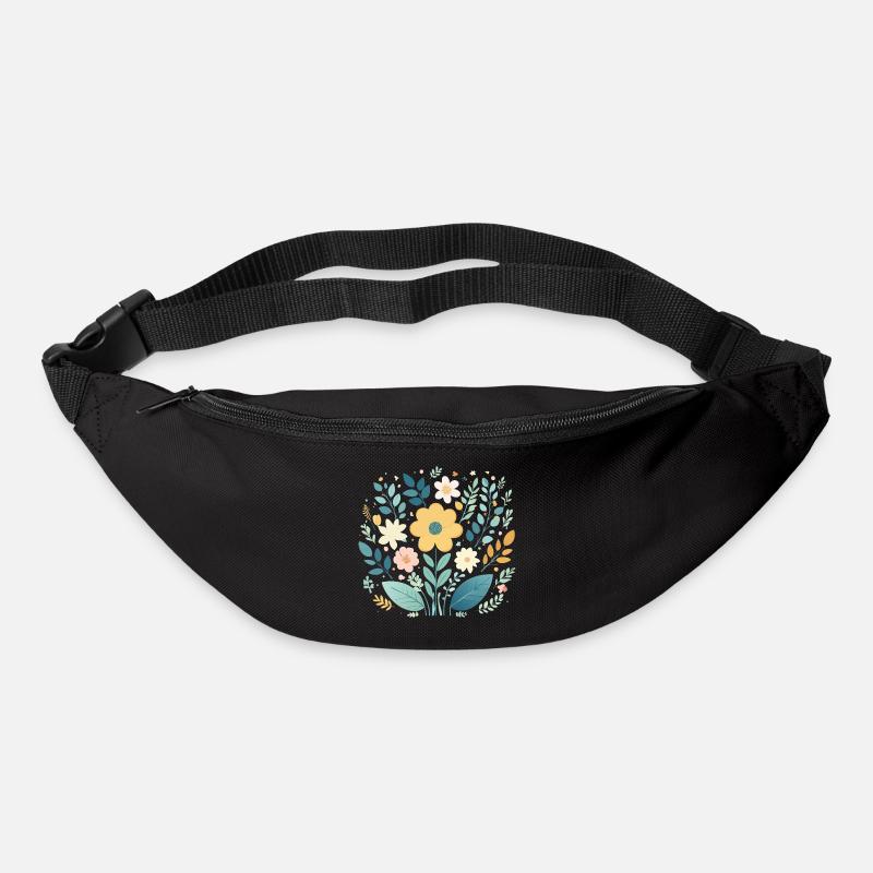 Sanfte pastellfarbene Blumenblüte - Boho Botanical - Gürteltasche - Schwarz