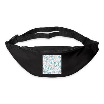Design mit blauem und korallenfarbenem Zweig - Gürteltasche - Schwarz - Vorne