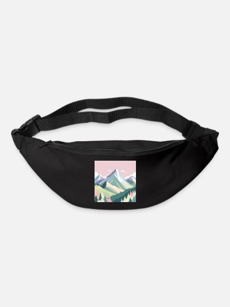 Abstrakte Berglandschaft mit Pastellfarben - Gürteltasche - Schwarz