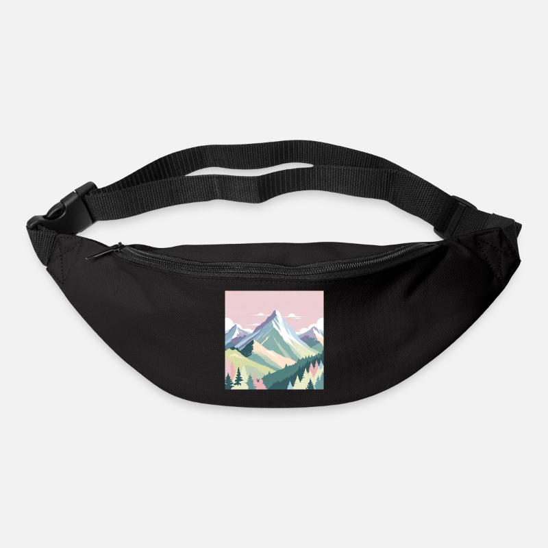 Abstrakte Berglandschaft mit Pastellfarben - Gürteltasche - Schwarz