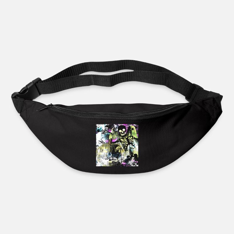 Haunted Pumpkin Skeletons in Neon Forest - Bum bag - black