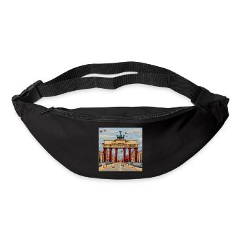 City Berlin Brandenburg Gate View Embroidery - Bum bag - black - Front