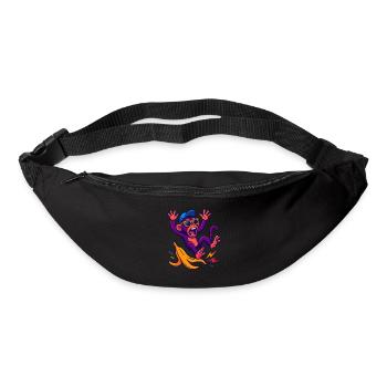 Neon monkey with banana - Bum bag - black - Front