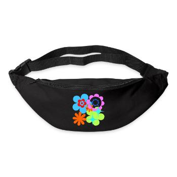 Kunterbunte Blüten und Sterne Psychedelische Flora - Gürteltasche - Schwarz - Vorne