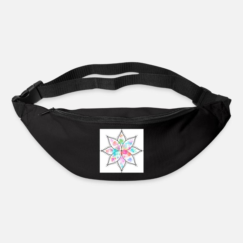 Mandala Fleur pastel Aquarelle - Sac banane - noir