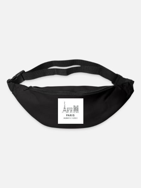 Paris Line Art Silhouette Landmark - Bum bag - black