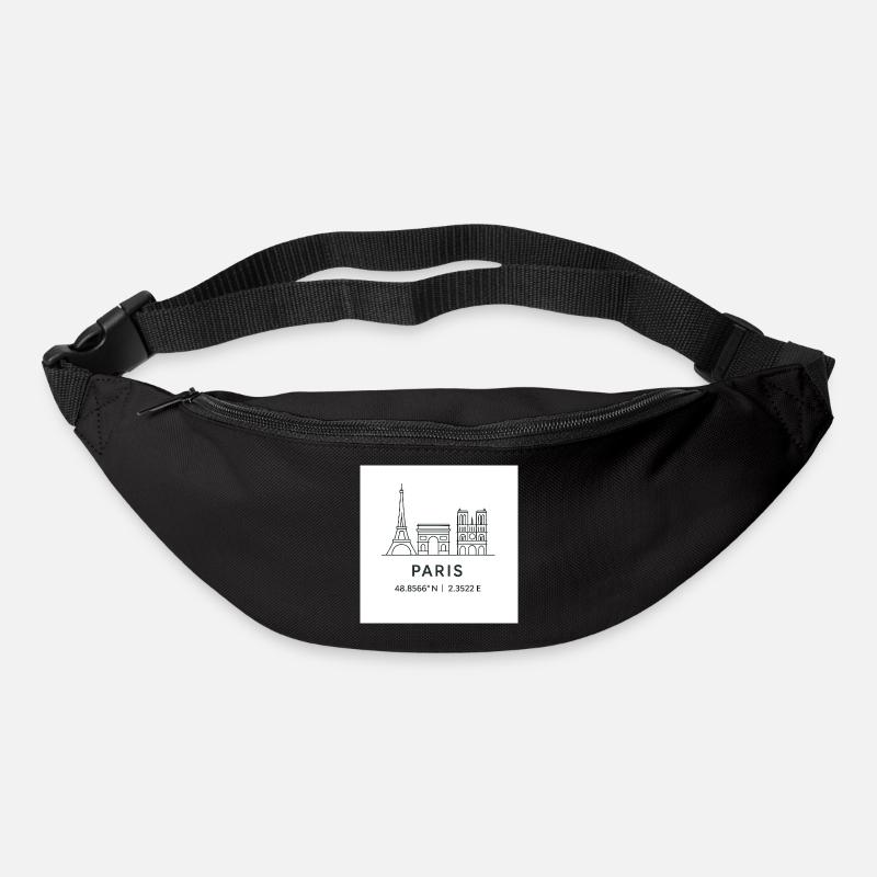 Paris Line Art Silhouette Point de repère - Sac banane - noir