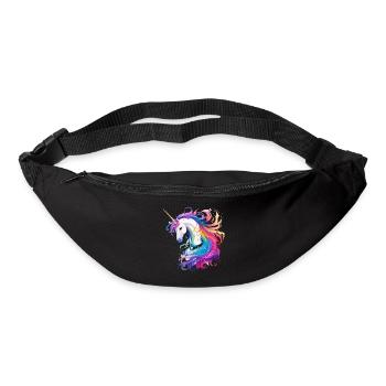 Regenbogen-Einhorn Kopf Portrait - Gürteltasche - Schwarz - Vorne
