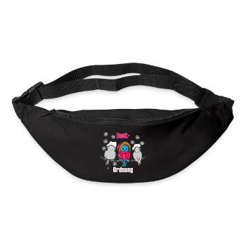 Winter Birds Cartoon – Funny Pecking Order - Bum bag - black - Front