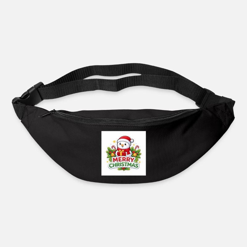 Snowman with gift Christmas fun - Bum bag - black