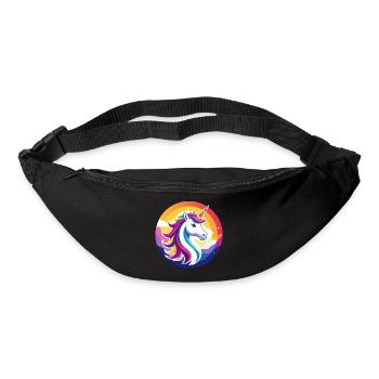 Regenbogen Unicorn buntes Einhorn Kopf Motiv - Gürteltasche - Schwarz - Vorne