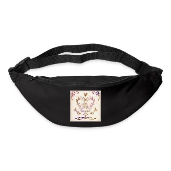 Design élégant d’ornements en forme de cœur vintage - Sac banane - noir - Devant