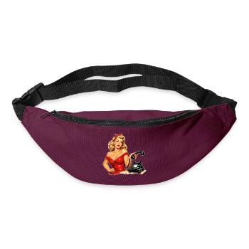 Genervtes Pin-up Girl: Retro-Grafik am Telefon - Gürteltasche - Burgunderrot - Vorne