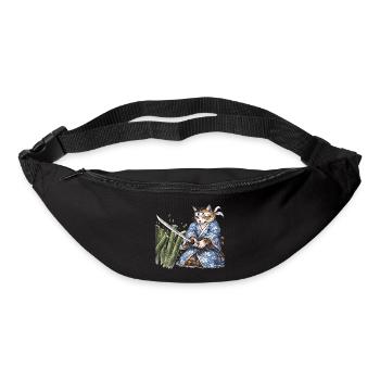 Samurai Cat with Katana – Japanese Ukiyo-e Style - Bum bag - black - Front