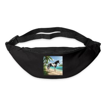 Ein Abaco Barbe-Pferd und eine bahamaische Landschaft - Gürteltasche - Schwarz - Vorne