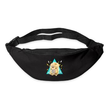 Chien féministe sur triangle bleu - Sac banane - noir - Devant