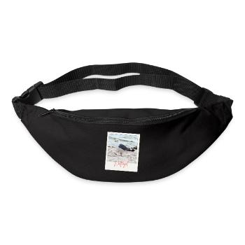 Foto Nordsee Möwe Wattvogel mit Schrift  - Gürteltasche - Schwarz - Vorne
