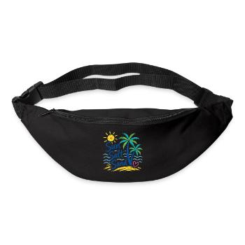 Sable de sel au soleil – Motif de palmiers de plage d’été - Sac banane - noir - Devant