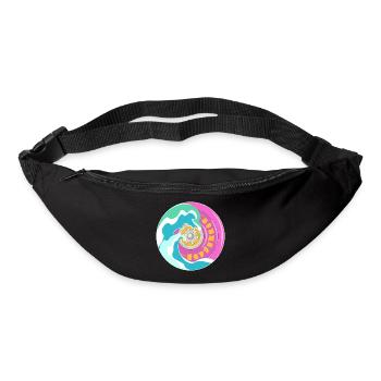 Surfskate motif in pink yellow with waves - Bum bag - black - Front