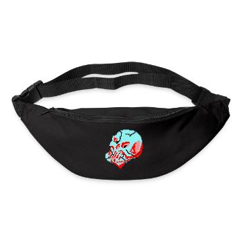 Crâne néon 8 bits - Sac banane - noir - Devant