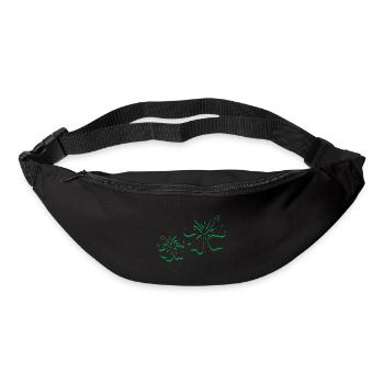 Hibiscus minimaliste vert - Sac banane - noir - Devant