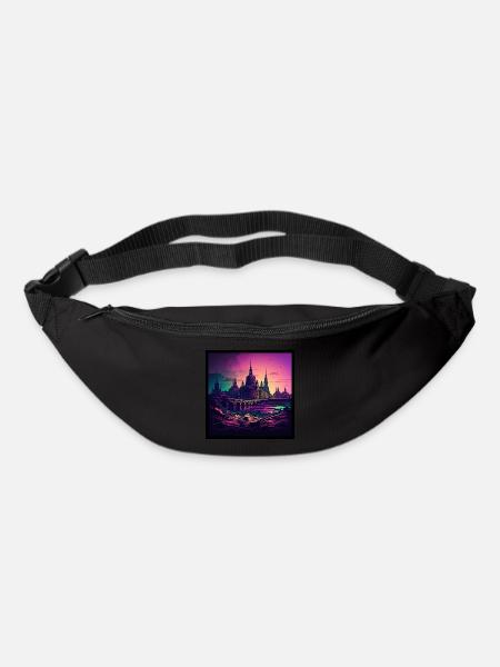 Skyline of Dresden in the evening light Vaporwave optics - Bum bag - black