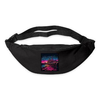 Skyline of Dresden in the evening light Vaporwave optics - Bum bag - black - Front