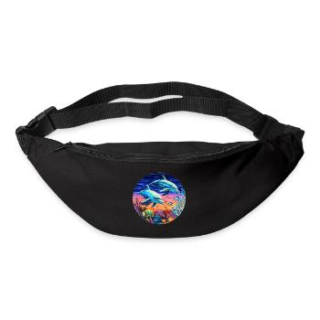 Delphin -lebendige Farben - Aquatische Symphonie - Gürteltasche - Schwarz - Vorne