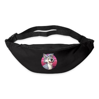 Wolf Lacht Cartoon Comic Wolfskopf Wölfe Süß - Gürteltasche - Schwarz - Vorne