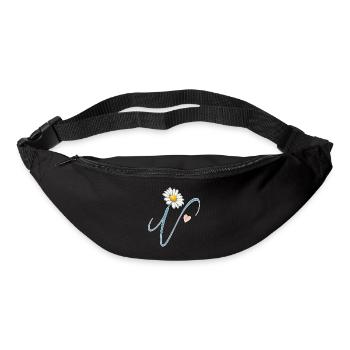 A simple, beautiful letter V daisy heart - Bum bag - black - Front