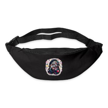 Ressentez les rythmes - Illustration d'un casque - Sac banane - noir - Devant