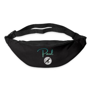 PAUL - Beau prénom de garçon avec dinosaure - Sac banane - noir - Devant
