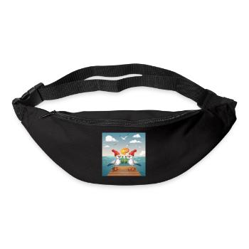 02 Lustige Möwen trinken Flaschen Bier Meer Prost - Gürteltasche - Schwarz - Vorne