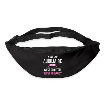 Auxiliaire super pouvoir femme - Sac banane - noir - Devant