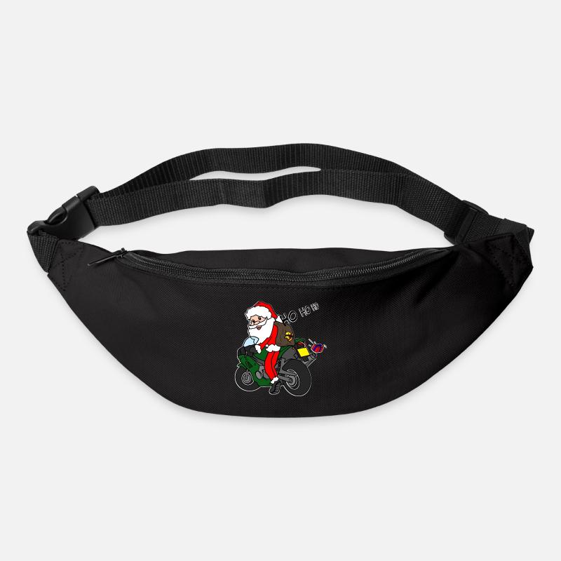 Weihnachts-Weihnachtsmann auf Motorrad mit Geschenken - Gürteltasche - Schwarz
