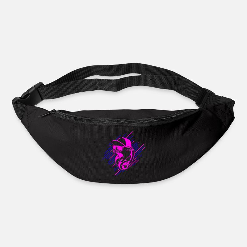 Coole Katze mit Kopfhörern - Gürteltasche - Schwarz