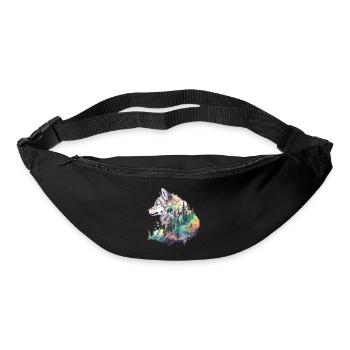 Wolf Wolfskopf Natur Wildnis Wald Bäume Kunst - Gürteltasche - Schwarz - Vorne