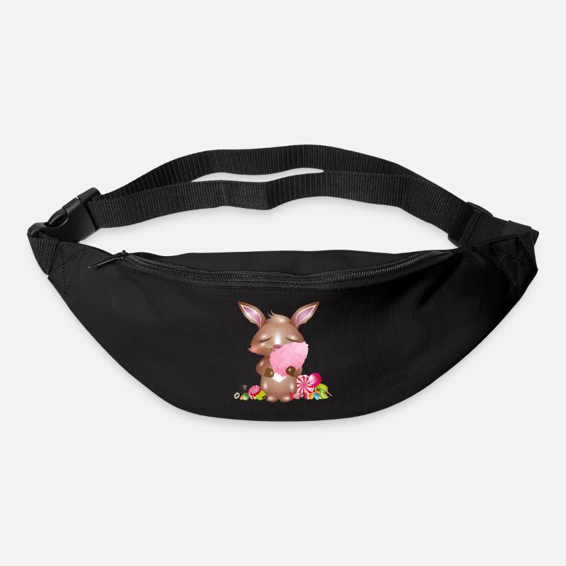 cute bunny with cotton candy & candy - Bum bag - black